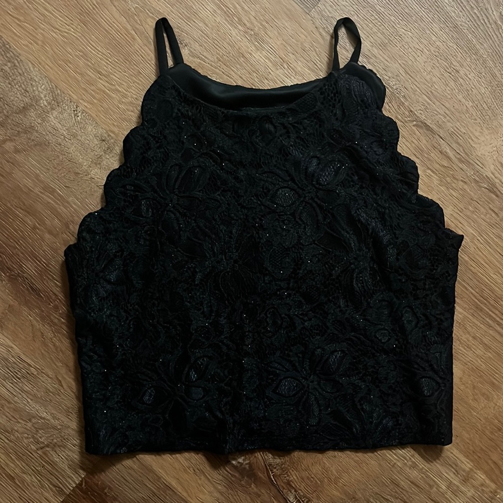 Super cute glittery halter top with floral detailing